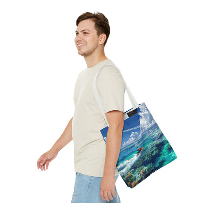 Jet Ski Tropical Paradise Tote Bag - Carry the Coastline - Where Adventure Meets Accessories! Available in 3 sizes.