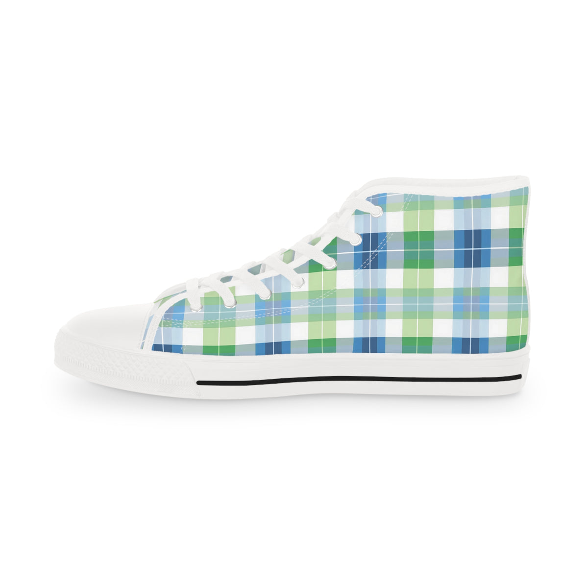 Spring Mist Plaid Men's High Top Sneakers - Elevate Your Step - Step into the Mist!