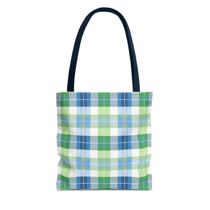 Spring Mist Plaid Tote Bag - Tote Your Essentials in Style - Fresh Plaid for Bright Days! Available in 3 sizes.