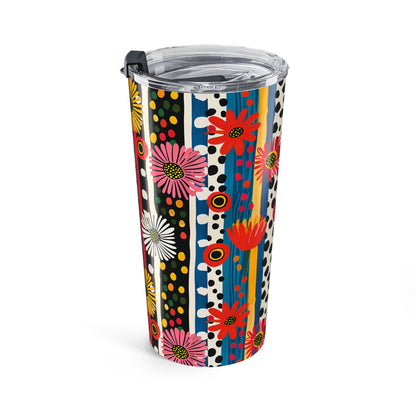 Striped Daisy Play Insulated Tumbler - 20 oz. Stainless Steel, Glossy Finish