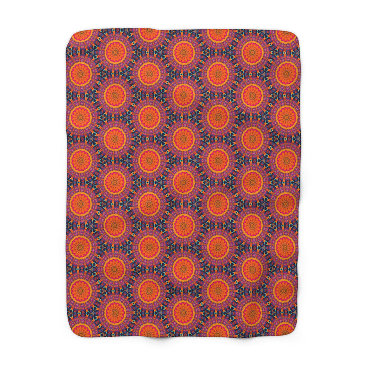 Fiery Mosaic Magic Sherpa Fleece Blanket - Ignite Your Style with Bold Beauty! Available in 2 sizes.