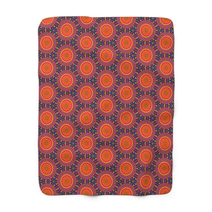 Fiery Mosaic Magic Sherpa Fleece Blanket - Ignite Your Style with Bold Beauty! Available in 2 sizes.