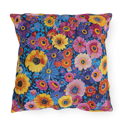 Midnight Garden Whimsy Square Outdoor Pillow - Spun Polyester - Double-Sided Print - UV-Resistant - Water Resistant - Available in 3 sizes.