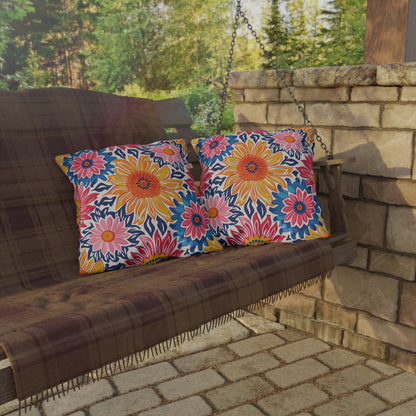 Sunsplash Petals Square Outdoor Pillow - Spun Polyester - Double-Sided Print - UV-Resistant - Water-Resistant - Available in 3 sizes.