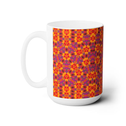 Kaleidoscope Blossom Charm Ceramic Mug - 15 oz - Art on Every Side, Morning Approved.