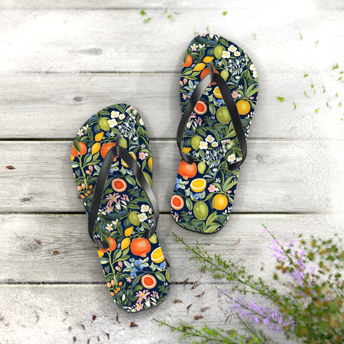 Magical Fruitiness Flip Flops. 5/8" Thick Comfortable Summer or Winter Gym/Sauna Footwear for Men and Women.