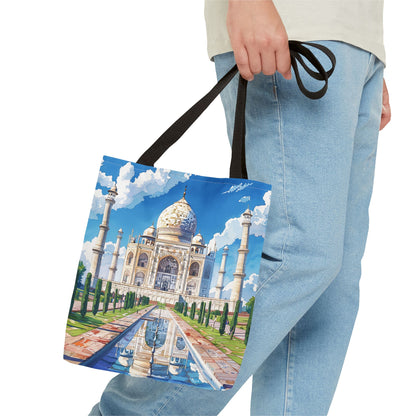 Majestic Taj Mahal Reflection Tote Bag - Carry the Splendor of the Taj Wherever You Go! Available in 3 sizes.