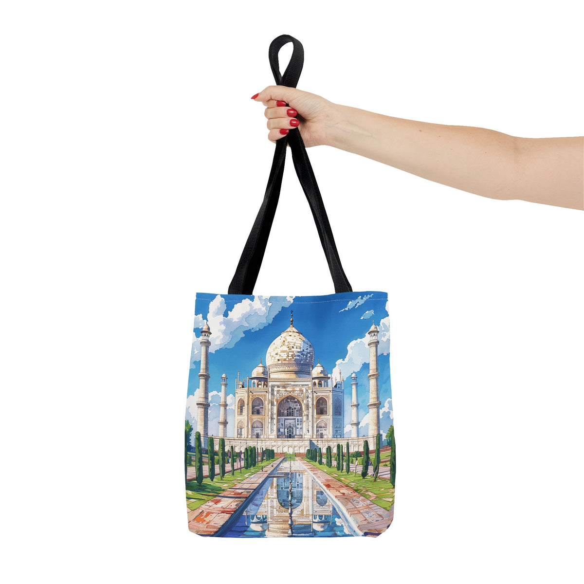 Majestic Taj Mahal Reflection Tote Bag - Carry the Splendor of the Taj Wherever You Go! Available in 3 sizes.