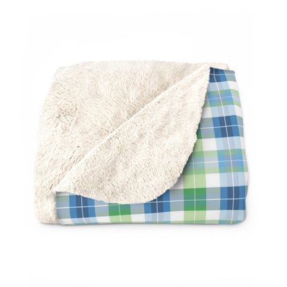 Spring Mist Plaid Sherpa Fleece Blanket - Wrap Yourself in Spring - Cozy Comfort with a Splash of Mist! Available in 2 sizes.