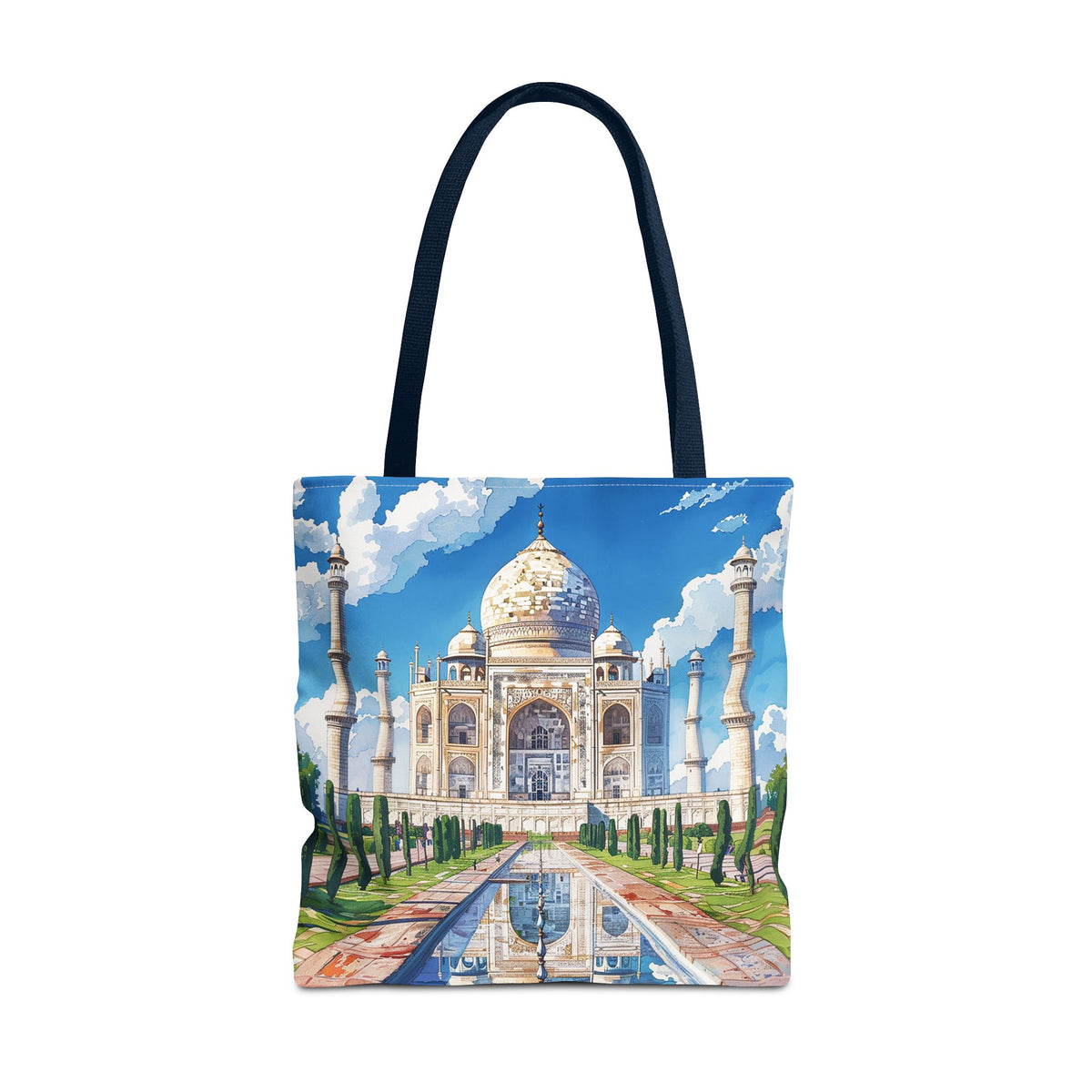 Majestic Taj Mahal Reflection Tote Bag - Carry the Splendor of the Taj Wherever You Go! Available in 3 sizes.