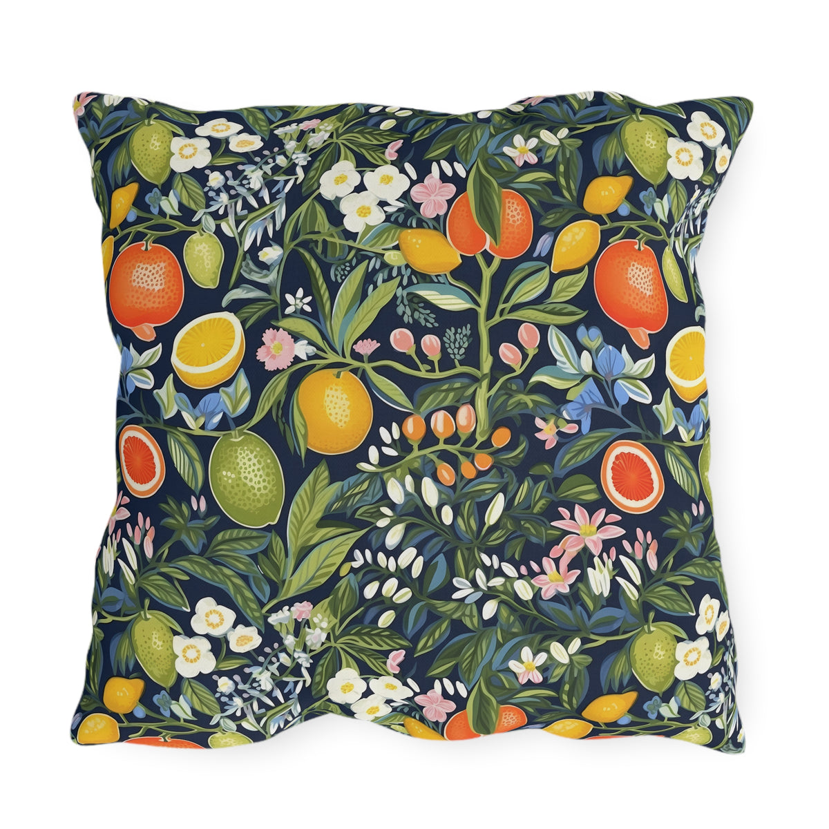 Magical Fruitiness Square Outdoor Pillow - Spun Polyester - Double-Sided Print - UV-Resistant - Water-Resistant - Available in 3 sizes.