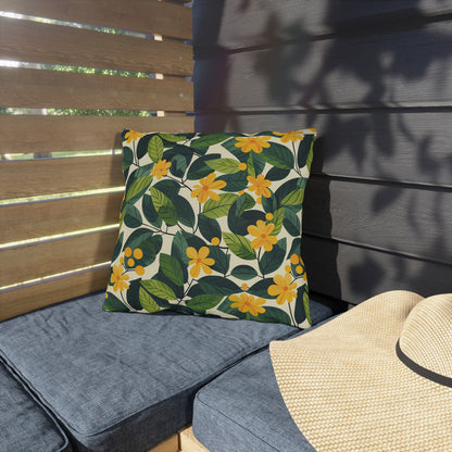 Sunshine Vines Square Outdoor Pillow - Spun Polyester - Double-Sided Print - UV-Resistant - Water-Resistant - Available in 3 sizes.