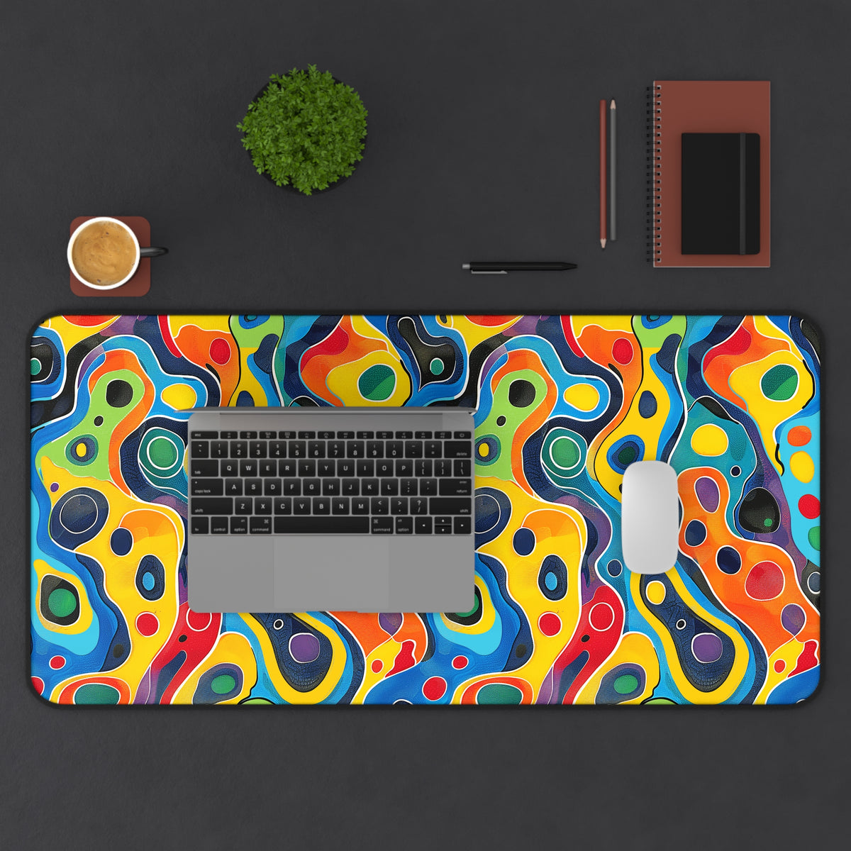 Groovy Splash Desk Mat (Desk Pad) - Bring the Funk of the '60s to Your Desk! Available in 3 sizes.
