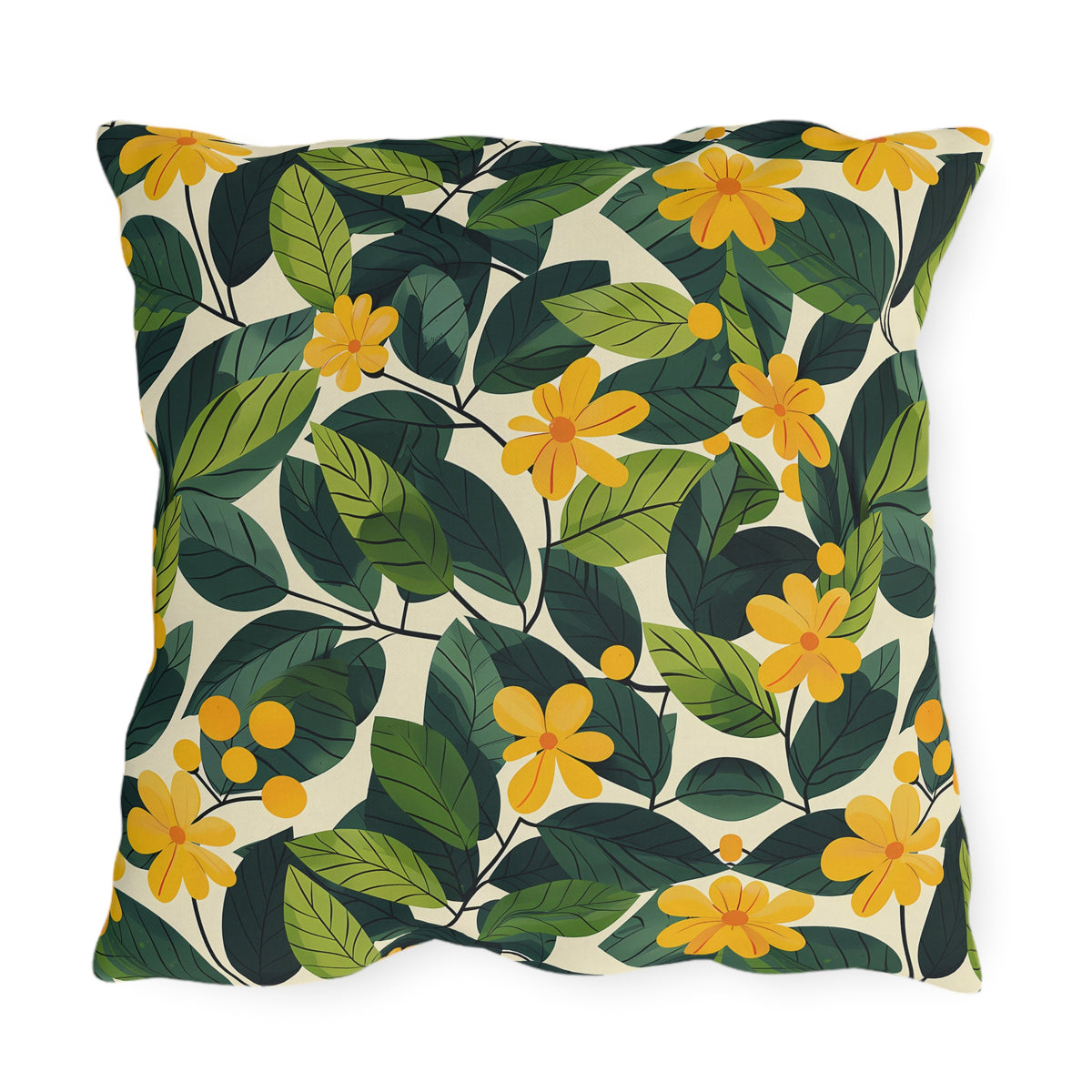 Sunshine Vines Square Outdoor Pillow - Spun Polyester - Double-Sided Print - UV-Resistant - Water-Resistant - Available in 3 sizes.