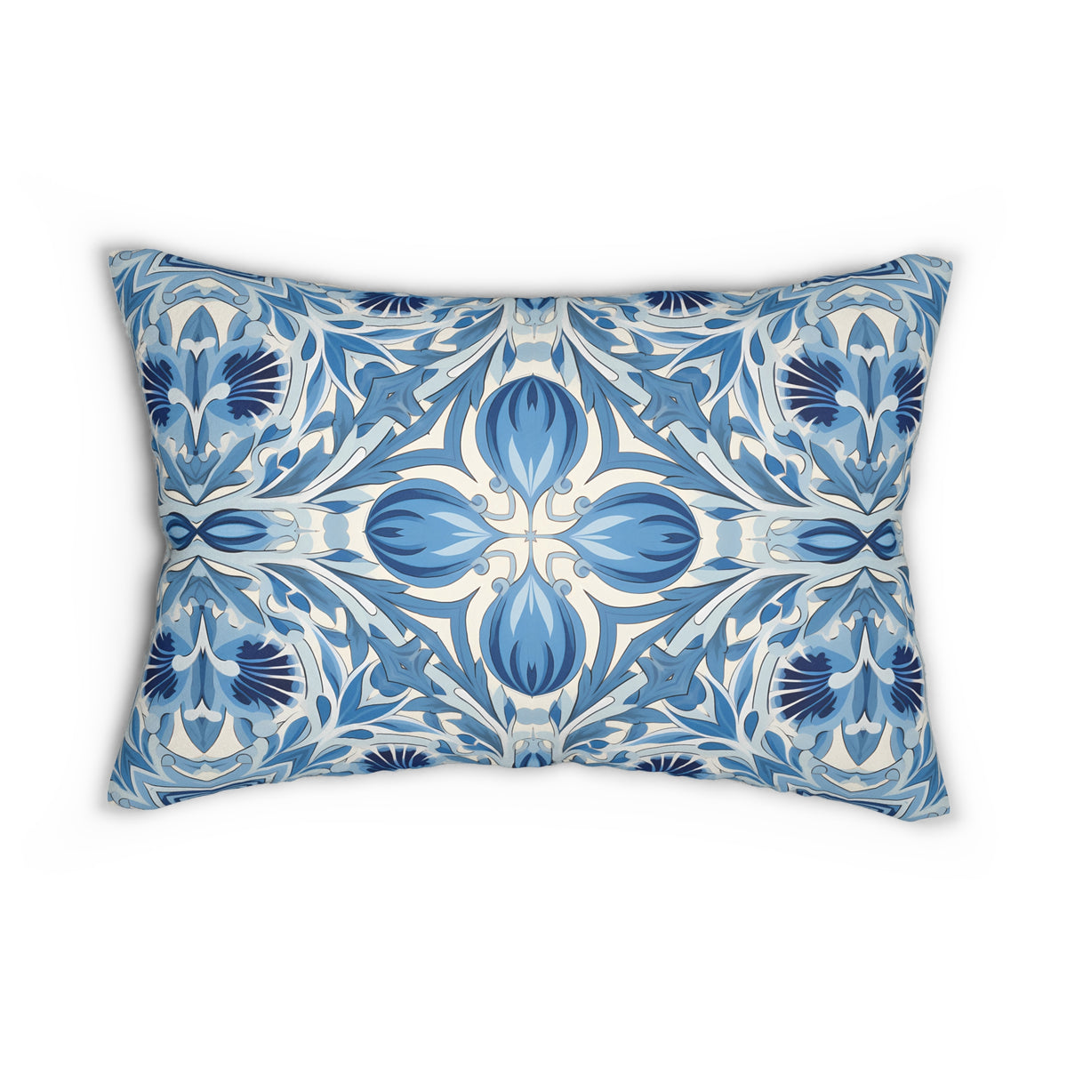 Dutch Blue Tile Lumbar Pillow - Spun Polyester - Double-Sided Print - Concealed Zipper - 20" x 14"