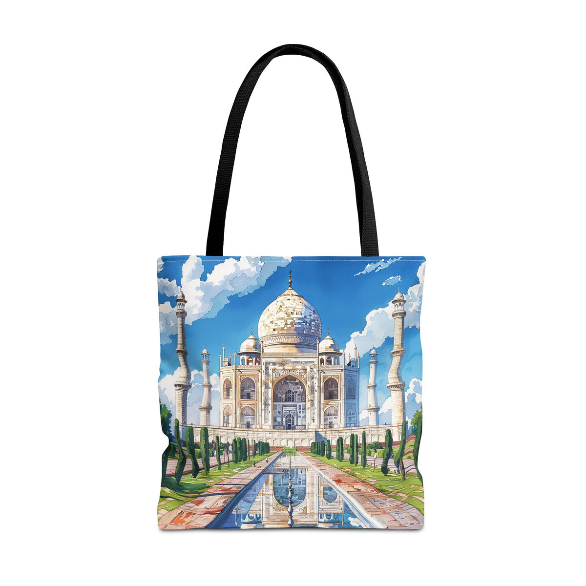 Majestic Taj Mahal Reflection Tote Bag - Carry the Splendor of the Taj Wherever You Go! Available in 3 sizes.