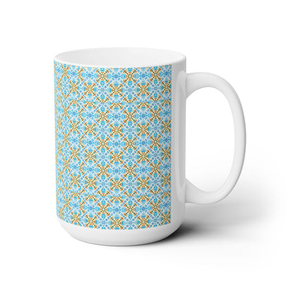 Mediterranean Mosaic Ceramic Mug - 15 oz - Art on Every Side, Morning Approved.