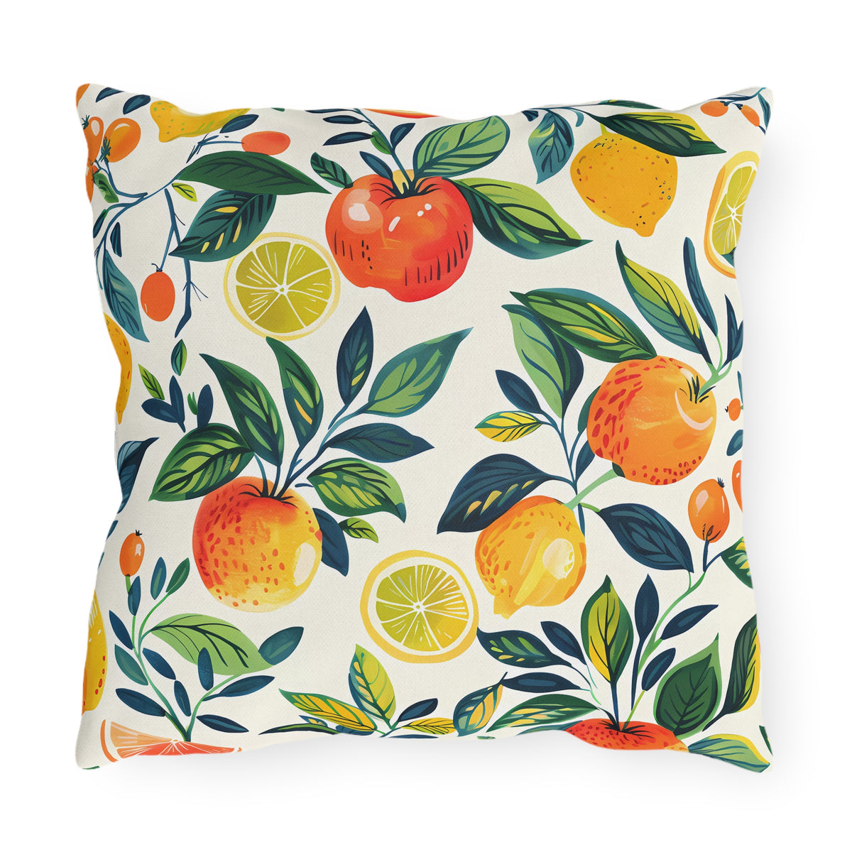 Citrus Breeze Square Outdoor Pillow - Spun Polyester - Double-Sided Print - UV-Resistant - Water-Resistant - Available in 3 sizes.