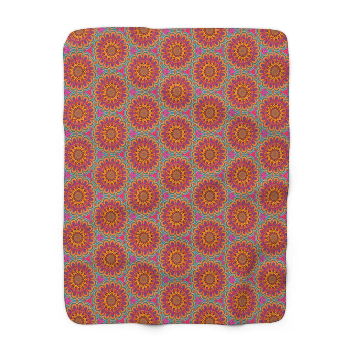 Bohemian Floral Medley Sherpa Fleece Blanket - Embrace Boho Chic with Every Snuggle! Available in 2 sizes.