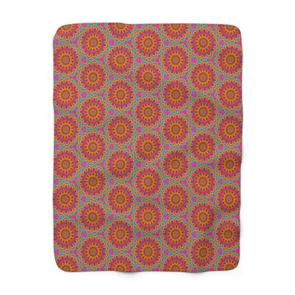 Bohemian Floral Medley Sherpa Fleece Blanket - Embrace Boho Chic with Every Snuggle! Available in 2 sizes.