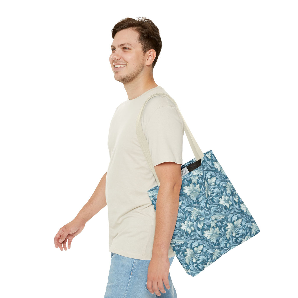 Soft Blue Leaf Tapestry Tote Bag - Leaf Through History with Every Carry! Available in 3 sizes.