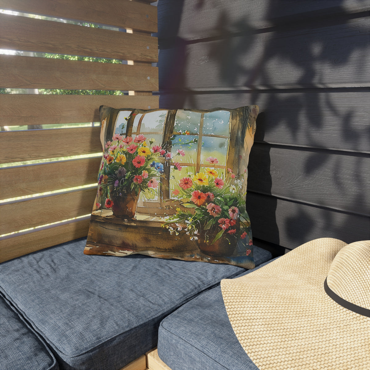 Morning Bloom Delight Square Outdoor Pillow - Spun Polyester - Double-Sided Print - UV-Resistant - Water-Resistant - Available in 3 sizes.