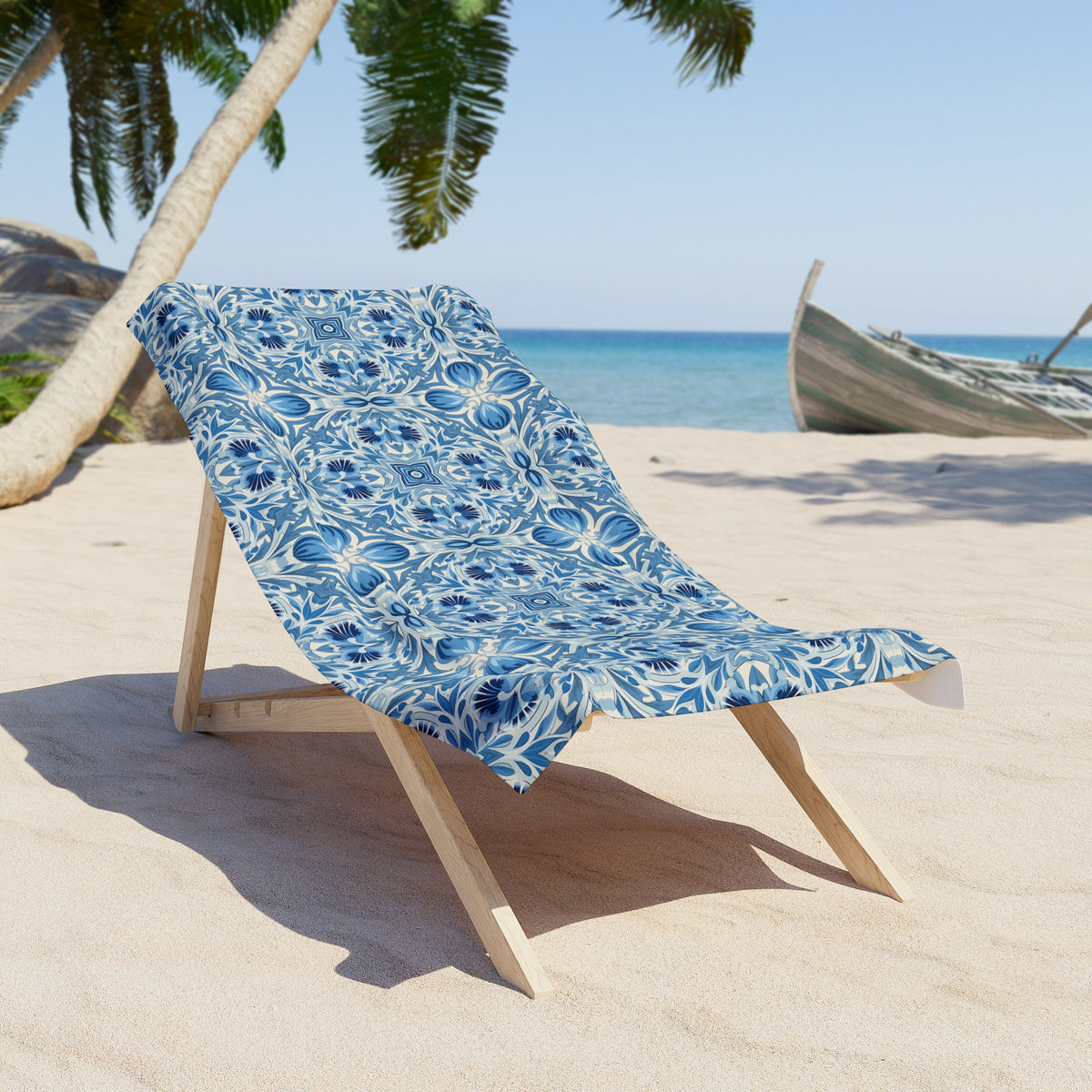 Dutch Blue Tile Luxurious Beach Towel - Inspired by Classic Delft Blue Pottery. Available in 2 sizes.