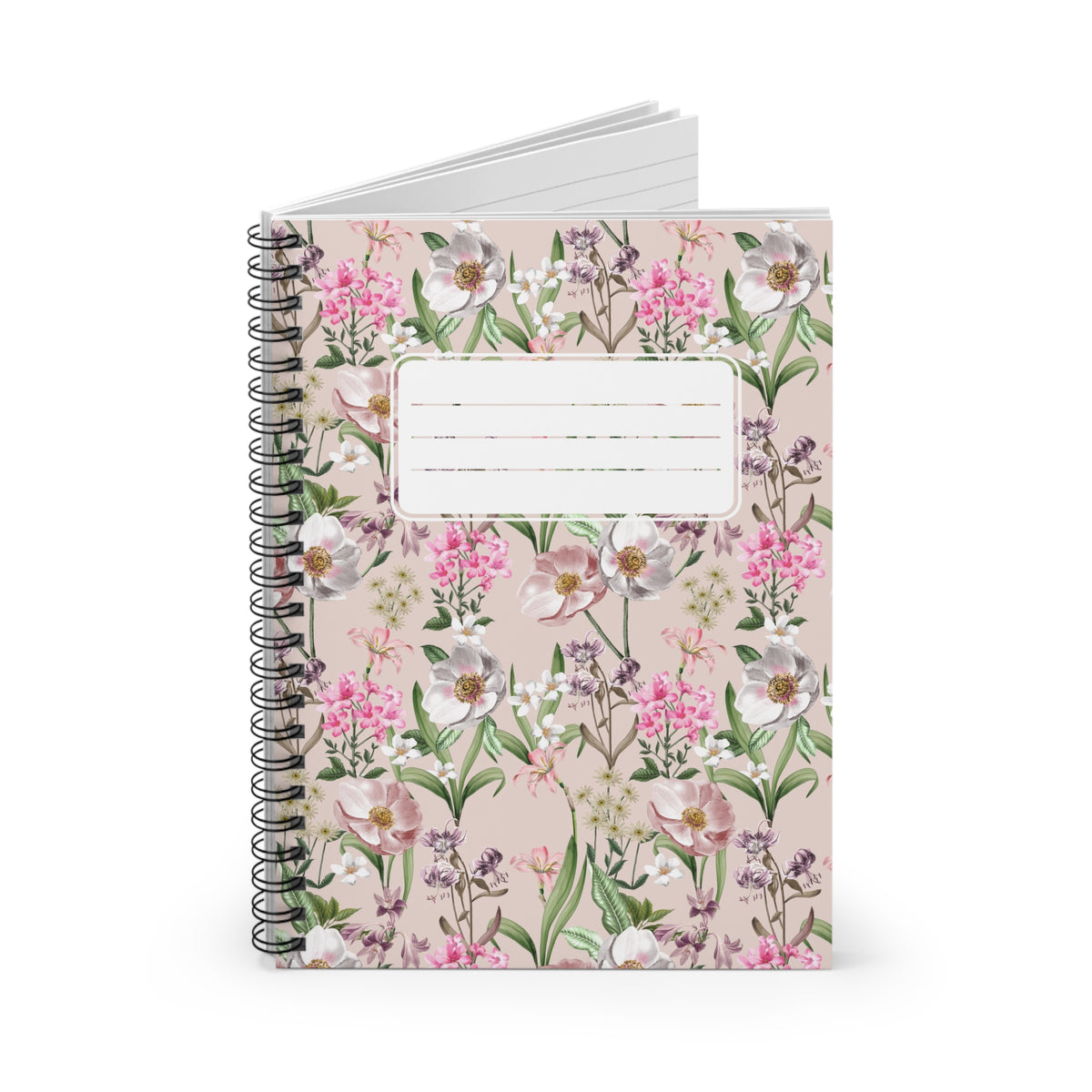 Pastel Pink Flowers Chic Spiral Notebook - Ruled Line - The Perfect Accessory for Your Desk!
