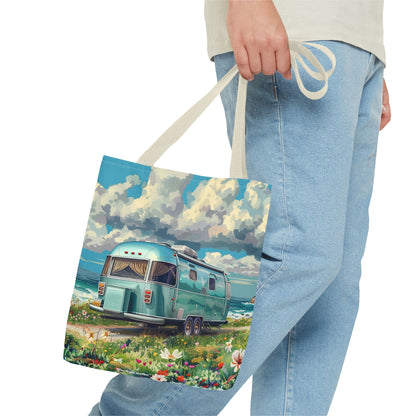 Retro Bliss Adventure Tote Bag - Adventure Awaits, Vintage Style! Available in 3 sizes.