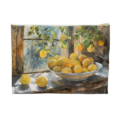 Morning Light on Lemons Accessory Pouch - Bring a Slice of Sun-Kissed Serenity to Your Day! Available in 2 sizes.