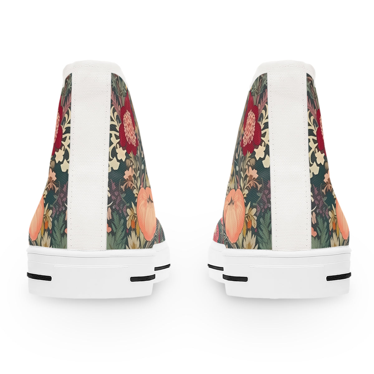 Renaissance Bloom Ladies' High Top Sneakers - Vintage Vibes, Modern Strides - Floral Elegance in Every Step!