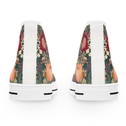 Renaissance Bloom Ladies' High Top Sneakers - Vintage Vibes, Modern Strides - Floral Elegance in Every Step!