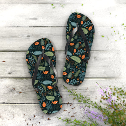 Mysterious Ferns Flip Flops - 5/8" Thick Comfortable Summer or Winter Gym/Sauna Footwear for Men, Women