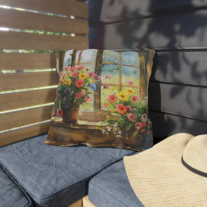Morning Bloom Delight Square Outdoor Pillow - Spun Polyester - Double-Sided Print - UV-Resistant - Water-Resistant - Available in 3 sizes.