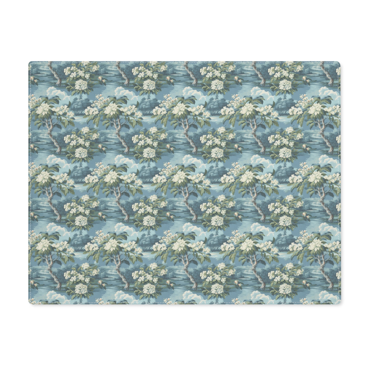 Vintage Floral Blue Botanical Placemat - 18" x 14".