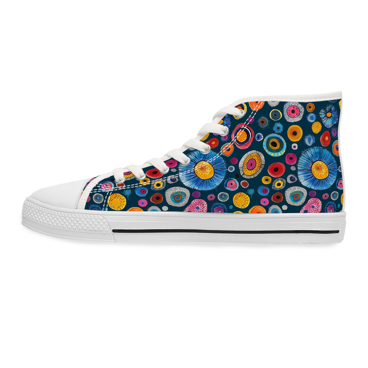 Primordial Space Life Ladies' High Top Sneakers - Explore the Tiny Wonders – Where Science Meets Style!