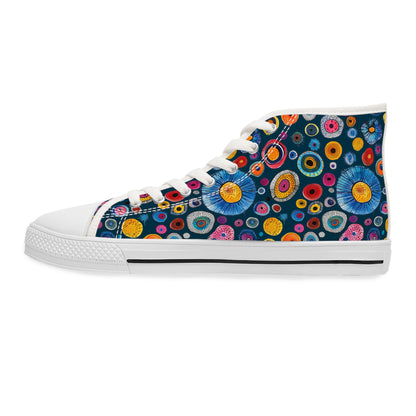 Primordial Space Life Ladies' High Top Sneakers - Explore the Tiny Wonders – Where Science Meets Style!
