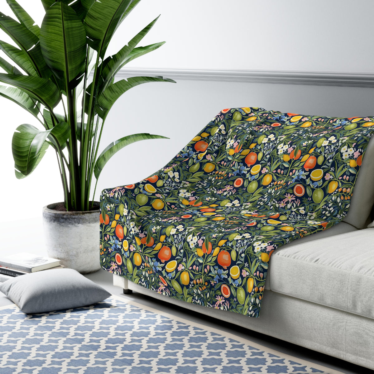 Magical Fruitiness Sherpa Fleece Blanket - Snuggle Up with Whimsy - A Lush Escape in Every Wrap! Available in 2 sizes.