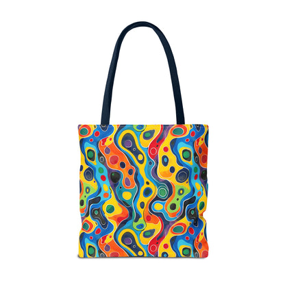 Groovy Splash Tote Bag - Unleash Your Inner Groove with a Splash of Color! Available in 3 sizes.