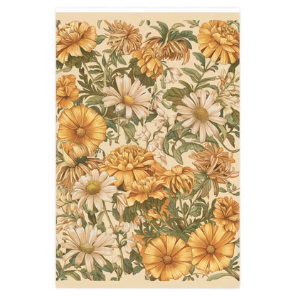 Golden Daisy Garden Wrapping Paper - Wrap Your Gifts in Botanical Elegance! Available in 2 sizes: 24" x 36" or 24" x 60"