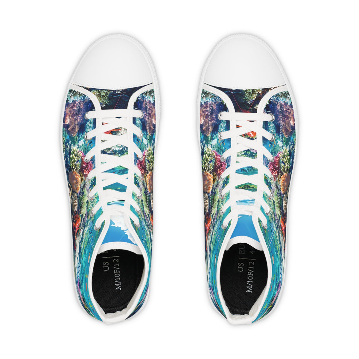 Coral Gaze Men's High Top Sneakers - Journey Below and Beyond – Where Sea Meets Shore!