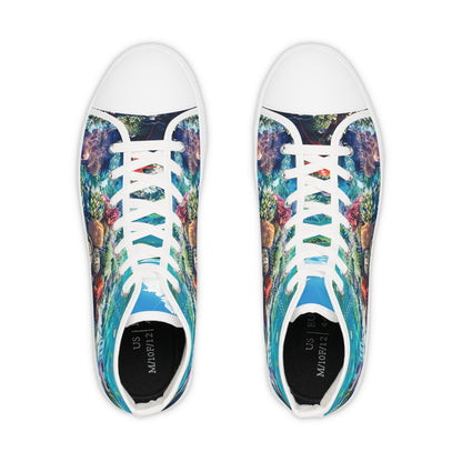 Coral Gaze Men's High Top Sneakers - Journey Below and Beyond – Where Sea Meets Shore!