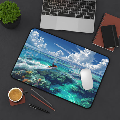 Jet Ski Tropical Paradise Desk Mat (Desk Pad) - Surf Your Workspace! Tropical Vibes for Your Daily Dive! Available in 3 sizes!
