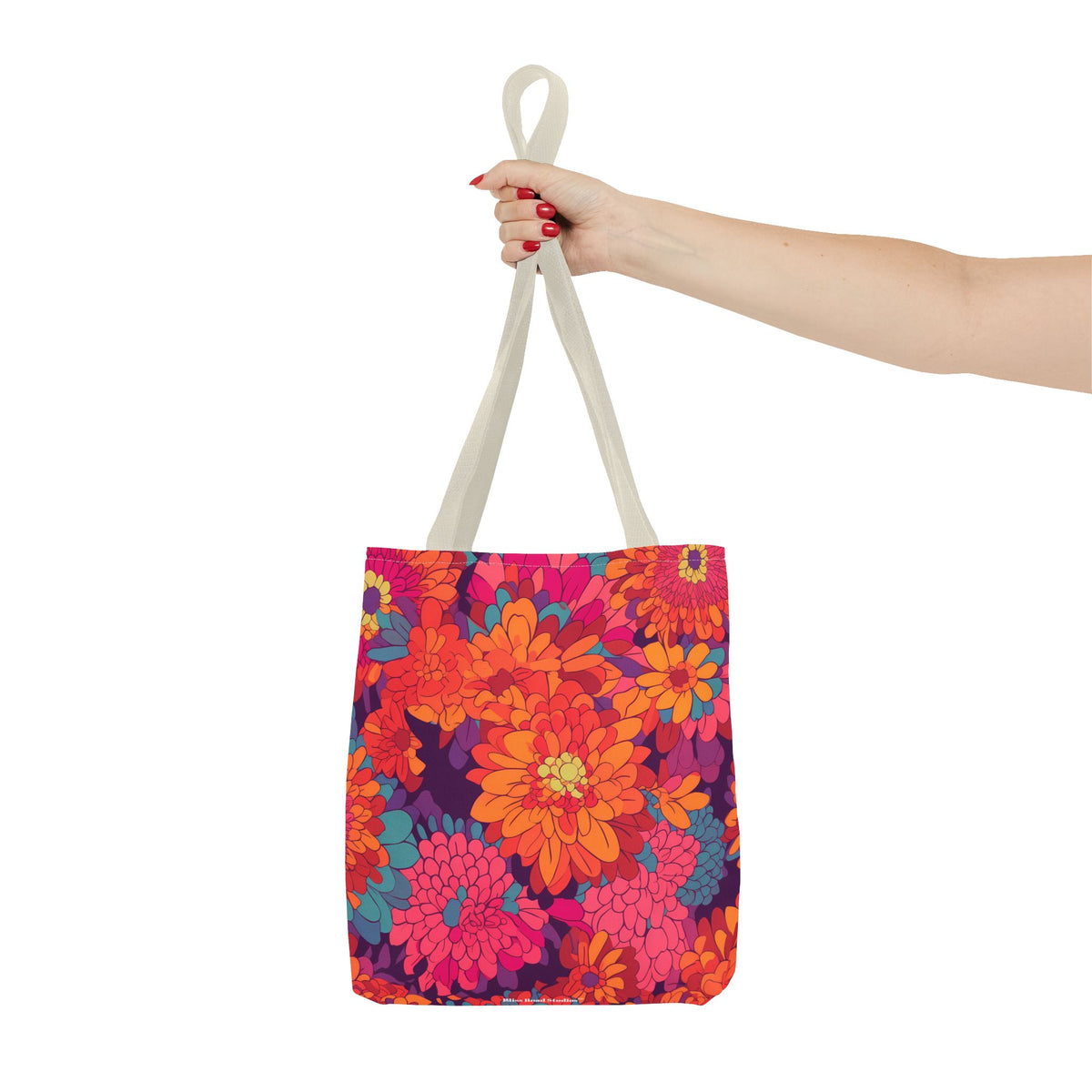 On Fire Flower Power Tote Bag - Bring Electrifying 60s Groovy Flowers on Your Next Adventure! Available in 3 sizes.