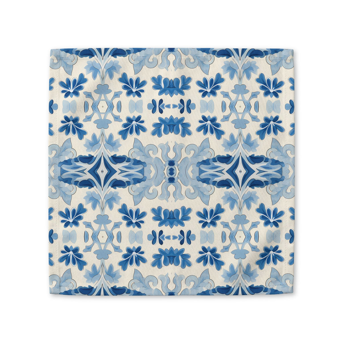 Blue Spanish Tile cotton twill napkin