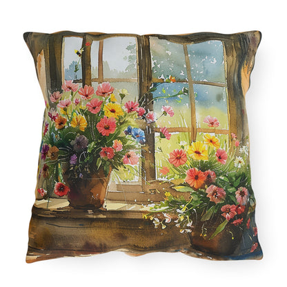 Morning Bloom Delight Square Outdoor Pillow - Spun Polyester - Double-Sided Print - UV-Resistant - Water-Resistant - Available in 3 sizes.