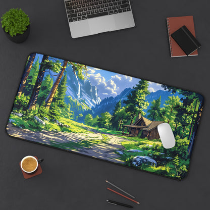 Dreams of a High Mountain Log Cabin Desk Mat (Desk Pad) - Escape to the Mountains on Your Desktop - Available in 3 sizes.