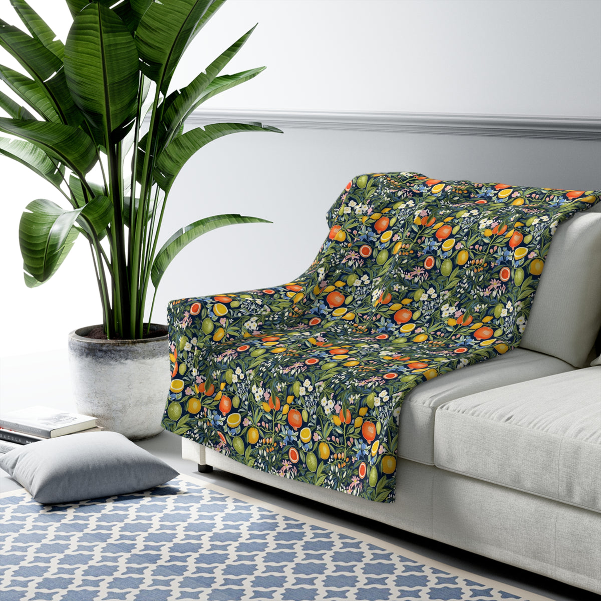 Magical Fruitiness Sherpa Fleece Blanket - Snuggle Up with Whimsy - A Lush Escape in Every Wrap! Available in 2 sizes.