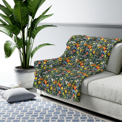 Magical Fruitiness Sherpa Fleece Blanket - Snuggle Up with Whimsy - A Lush Escape in Every Wrap! Available in 2 sizes.