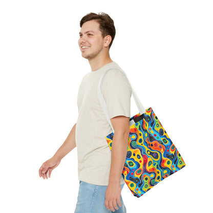 Groovy Splash Tote Bag - Unleash Your Inner Groove with a Splash of Color! Available in 3 sizes.